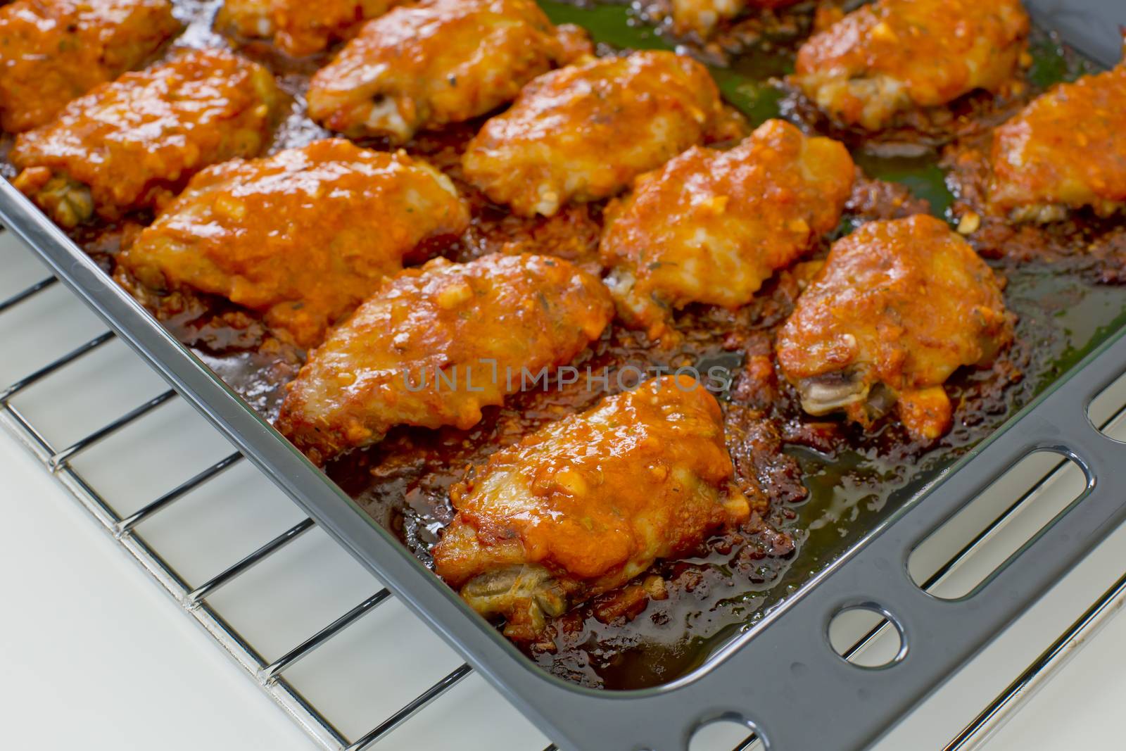 Fried Chicken New Orleans.sweet and spicy on tray ready to serve.