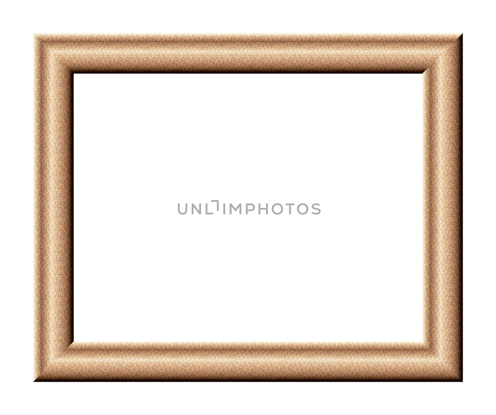 Rectangular embossed frame for paintings and photographs with shallow spot texture yellow-brown tone on a white background