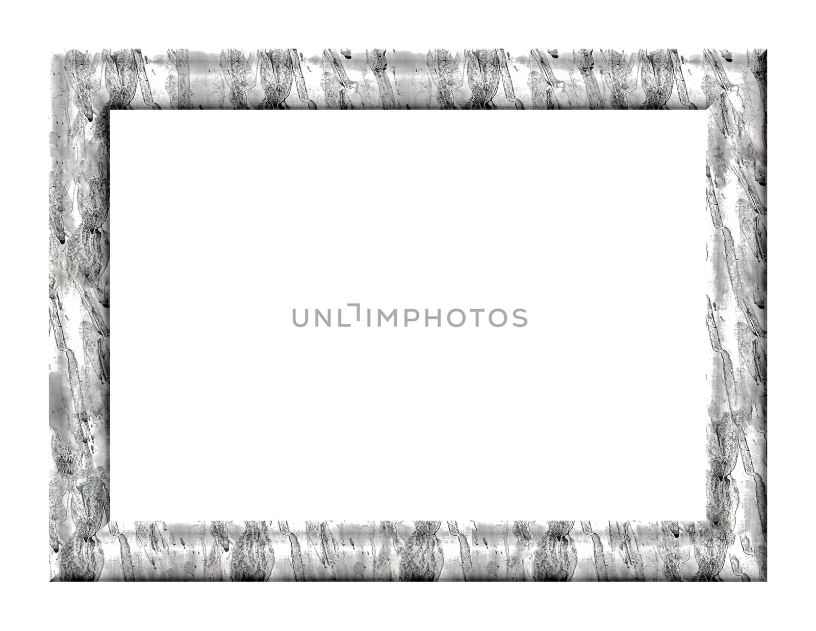 Rectangular dirty frame for paintings and photos, isolated on a white background