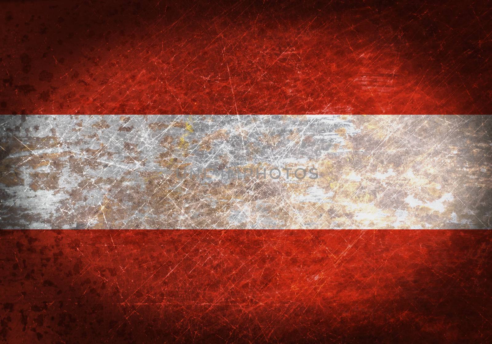 Old rusty metal sign with a flag - Austria