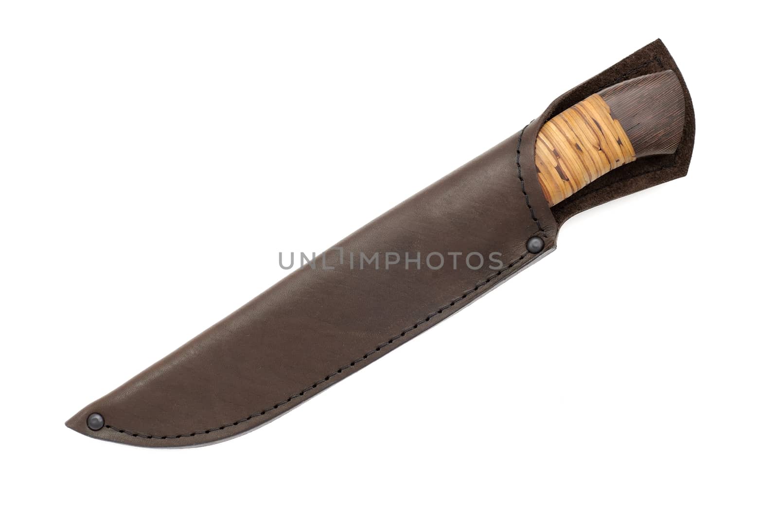 Hunting knife in sheath russian cold arms isolated
