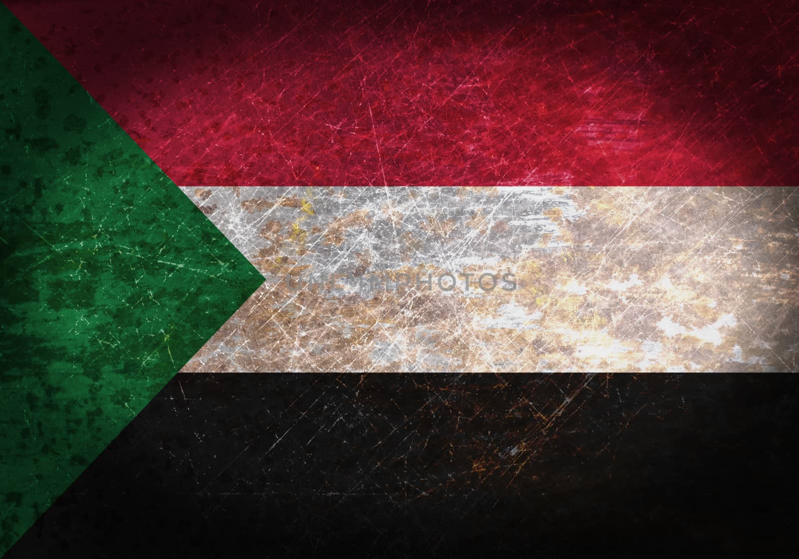 Old rusty metal sign with a flag - Sudan