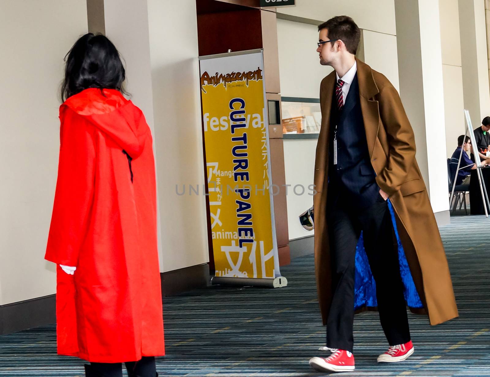 Raleigh, NC, USA - May 23, 2014: Animazement 2014 anime convention attendee cosplayers at the Raleigh Convention Center on May 23, 2014, in Raleigh, North Carolina