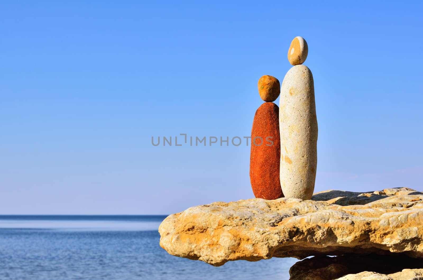 Symbolic of man and woman of the stones at the sea