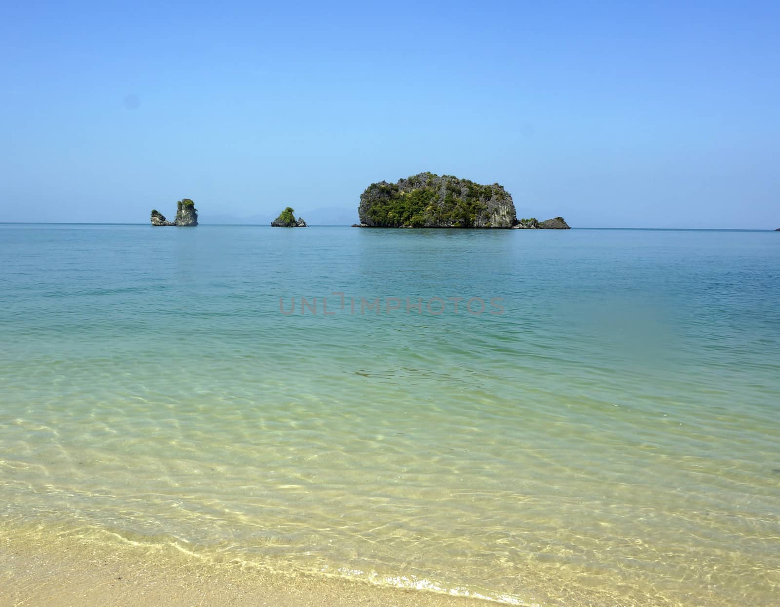 Beautiful beach with white sand coast of Langkawi.