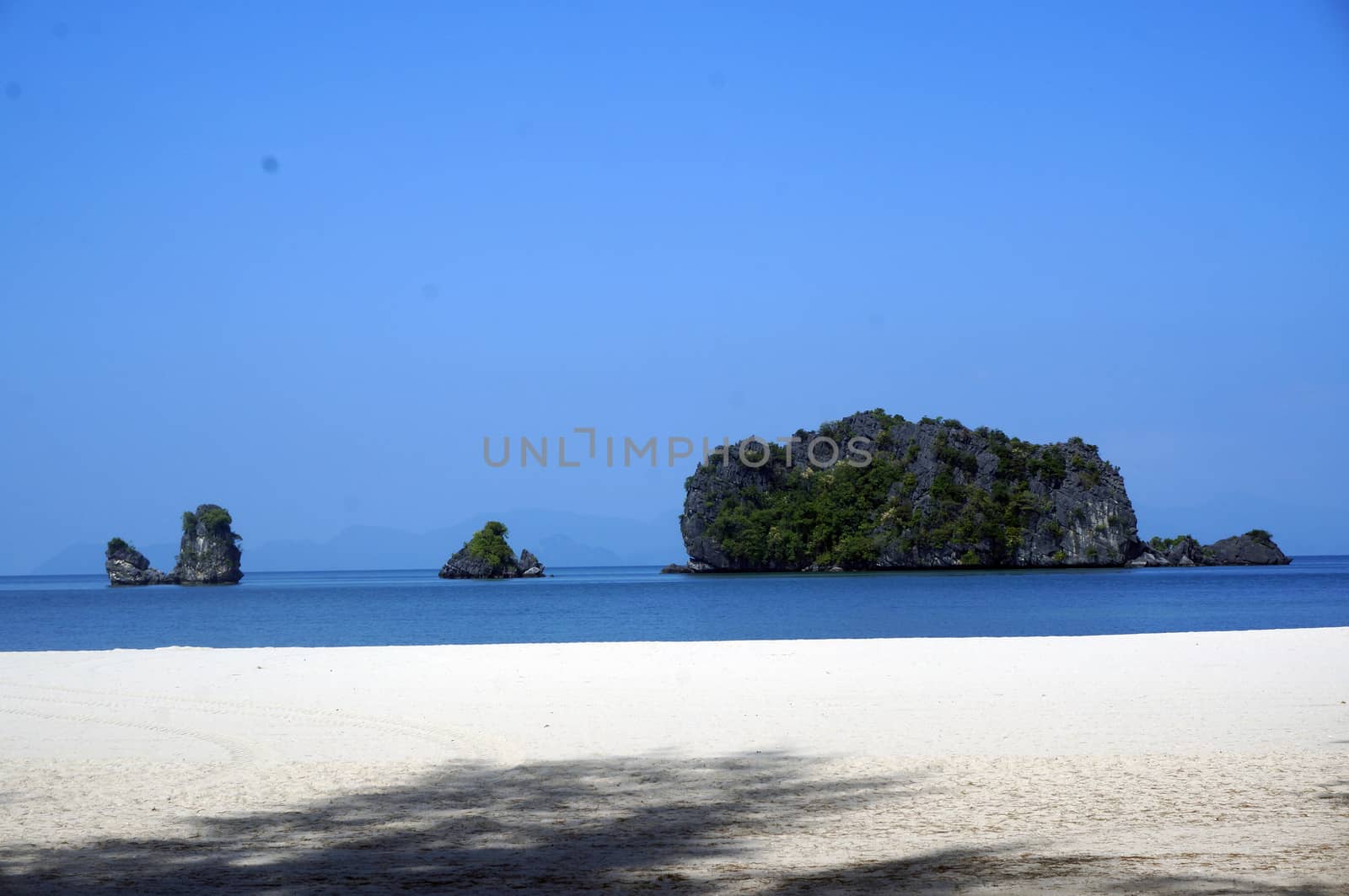 Beautiful beach with white sand coast of Langkawi.