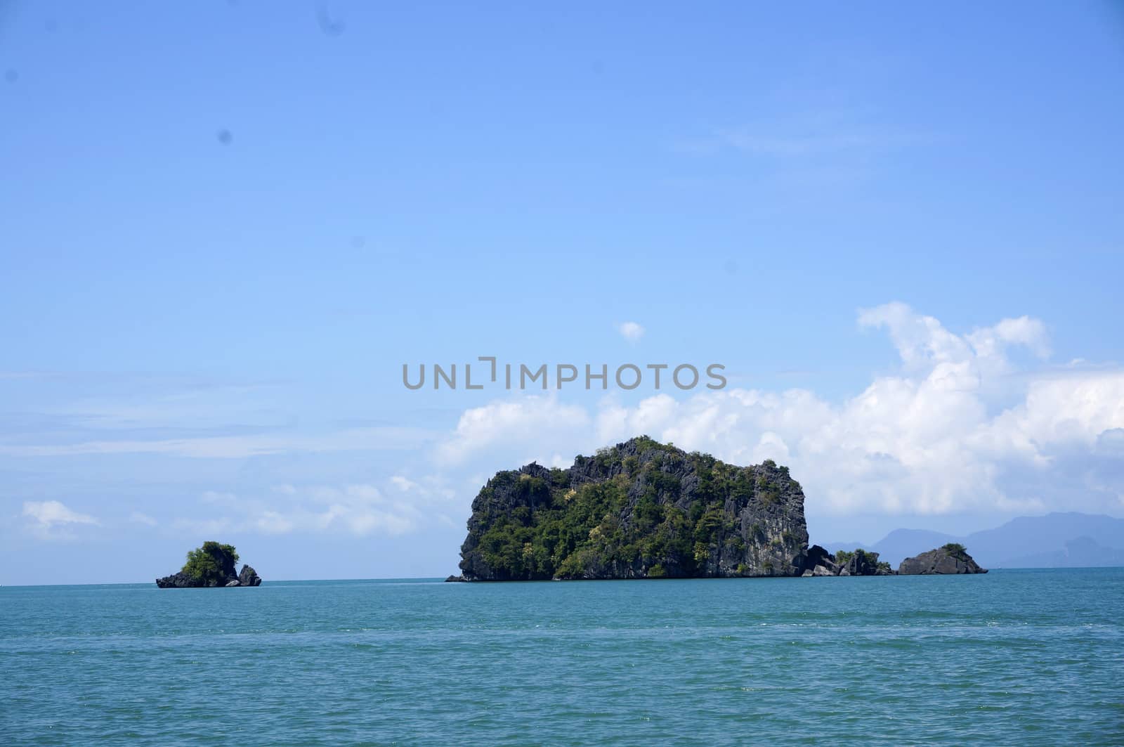 Beautiful beach with white sand coast of Langkawi.