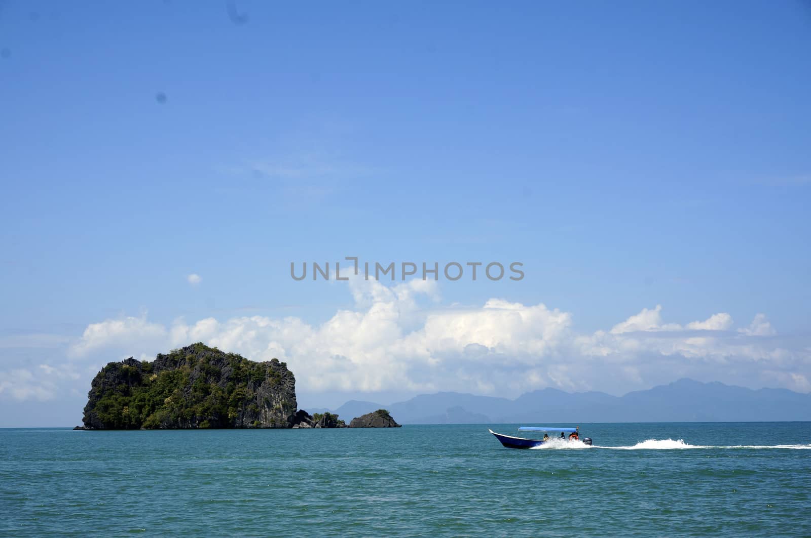 Beautiful beach with white sand coast of Langkawi.