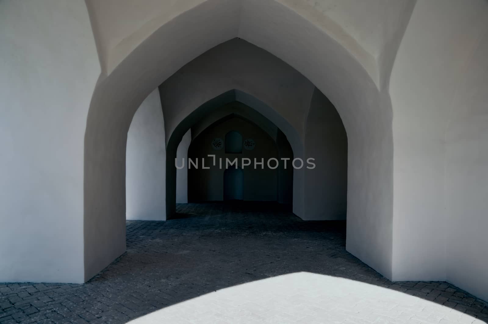 Architecture of dark old passageway in Merv, Turkmenistan in Asia