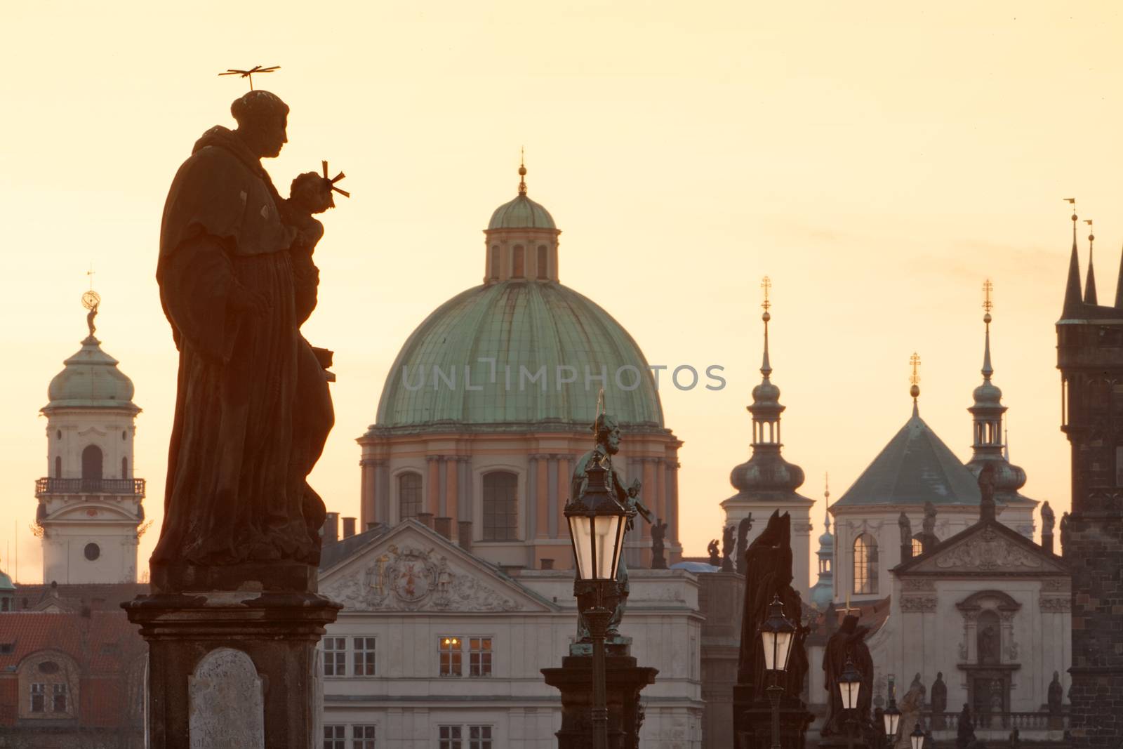 view of spires of the old town from charles bridge