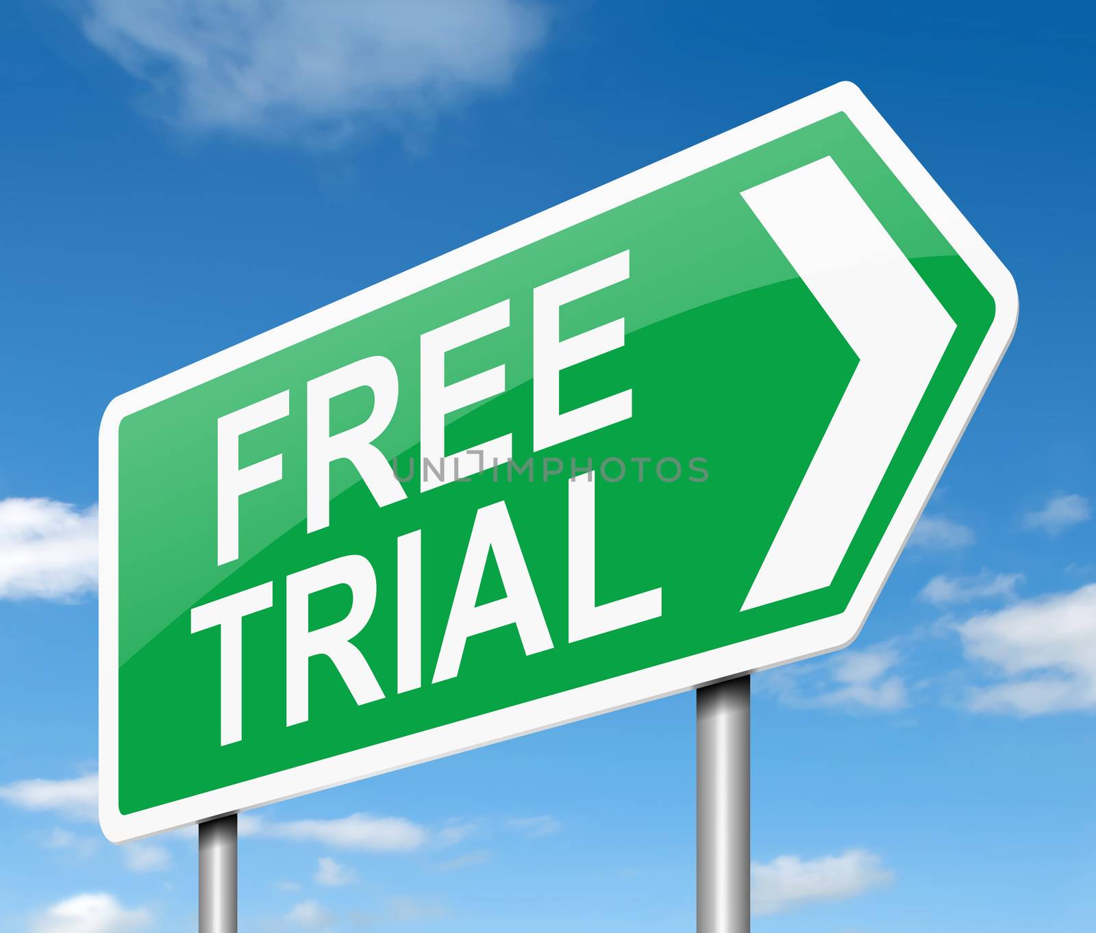 Illustration depicting a sign with a free trial concept.