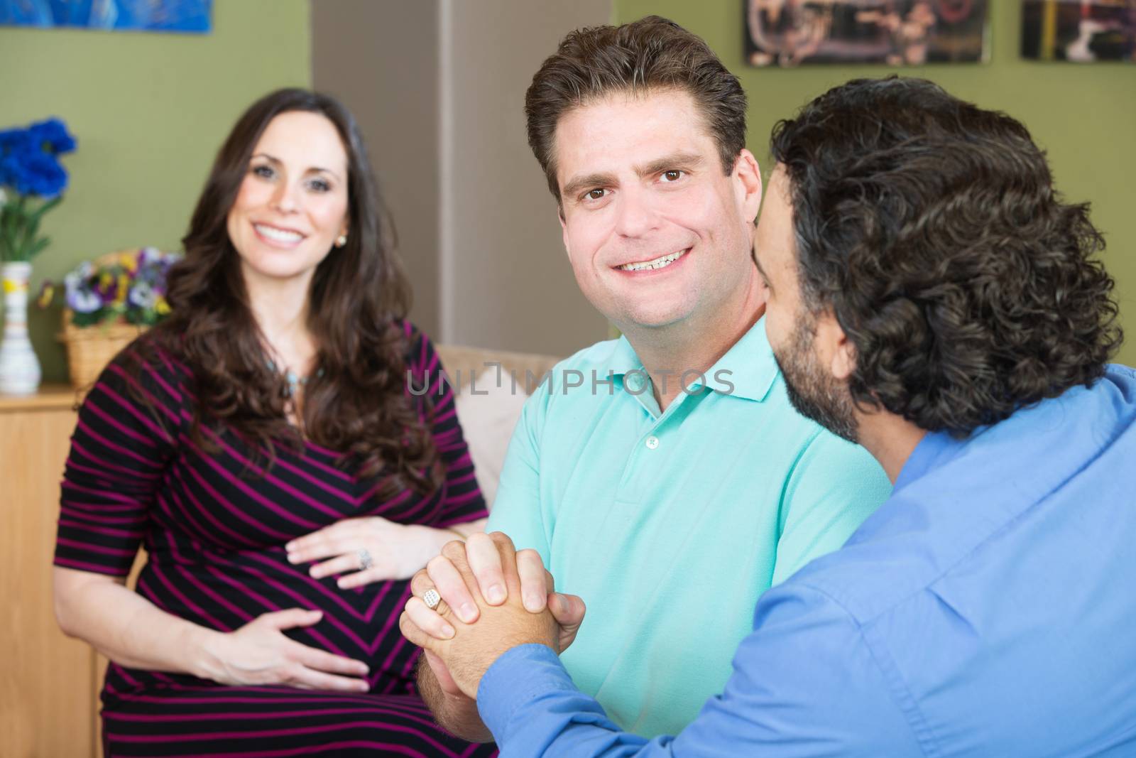 Happy Male Couple with Surrogate Mother by Creatista