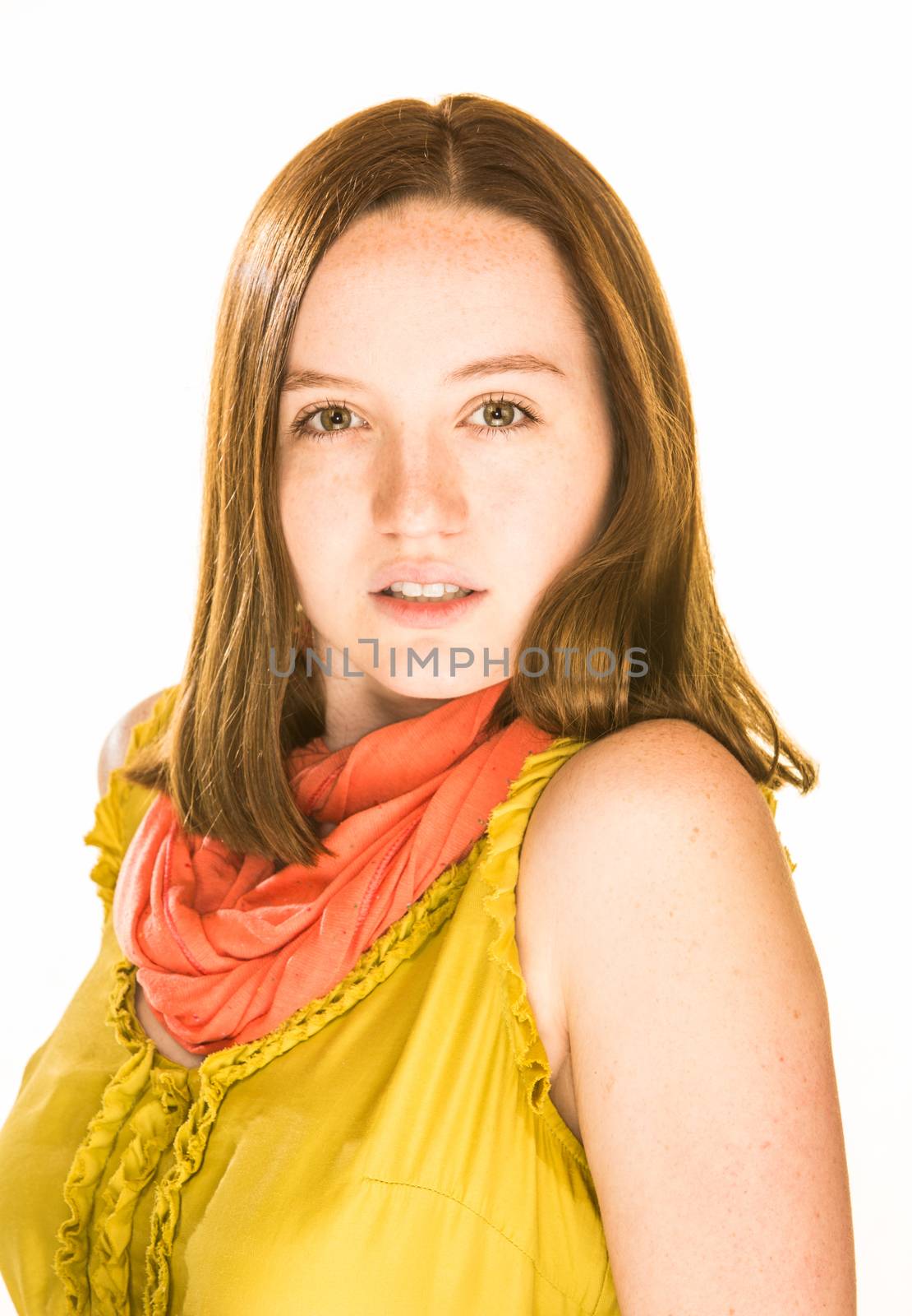 Pretty girl with a seductive expression on white background