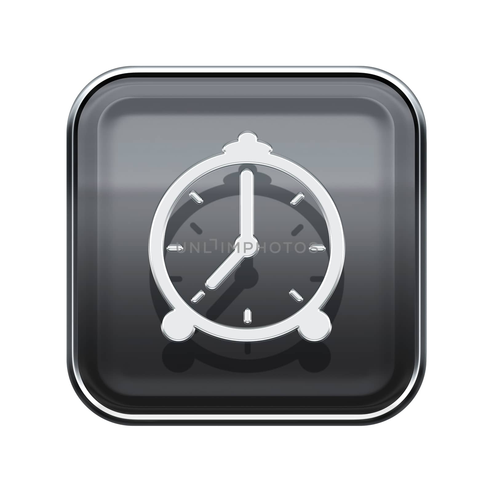 alarm clock icon glossy grey, isolated on white background by zeffss