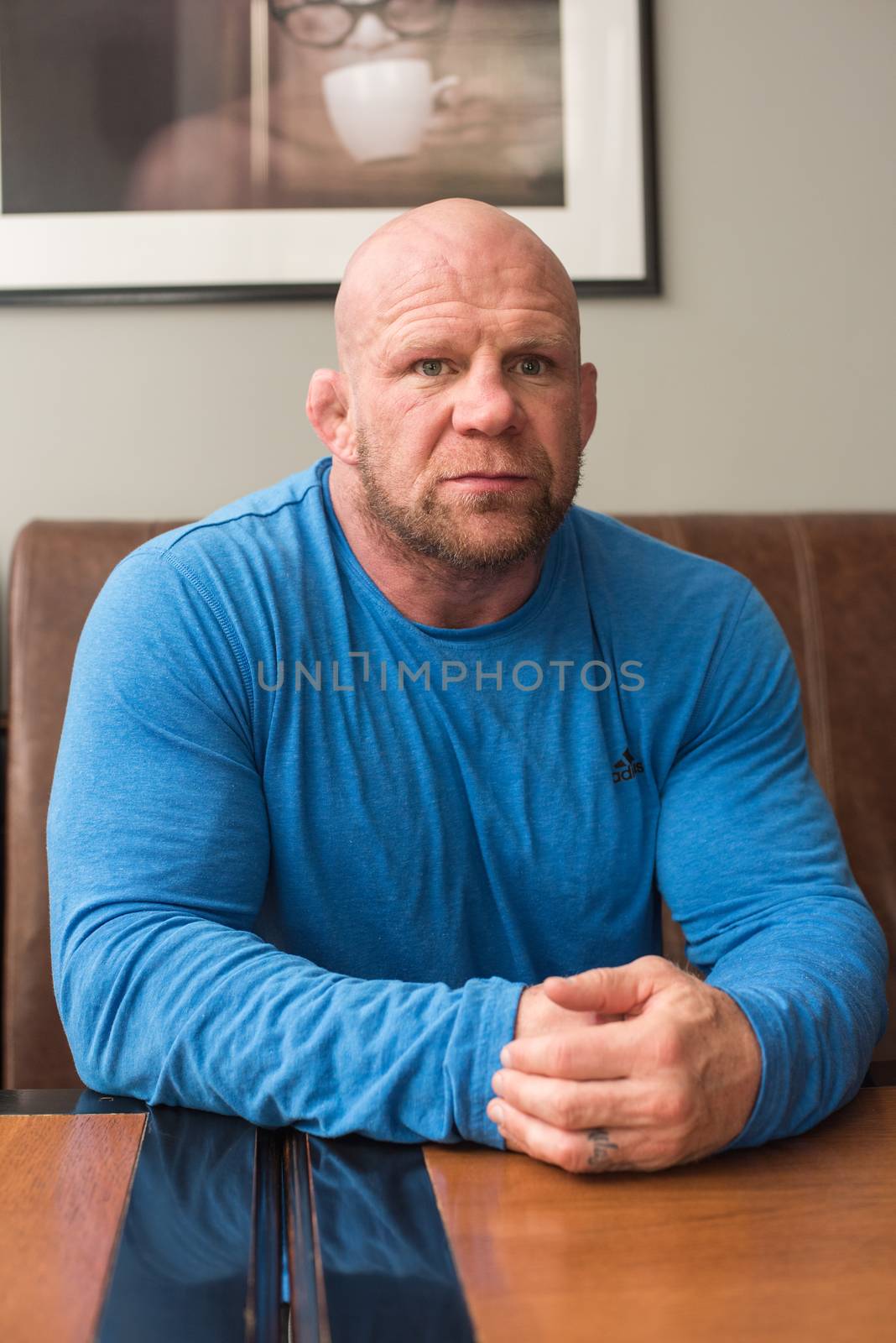 BARNAUL, RUSSIA - November 28, 2014: Jeffrey William Monson, American mixed martial artist, world champion, before the fight with Russian fighter Ilya Sheglov on November 28, 2014 in Barnaul, Russia