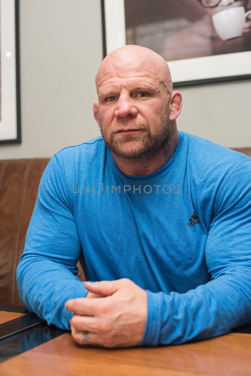 BARNAUL, RUSSIA - November 28, 2014: Jeffrey William Monson, American mixed martial artist, world champion, before the fight with Russian fighter Ilya Sheglov on November 28, 2014 in Barnaul, Russia