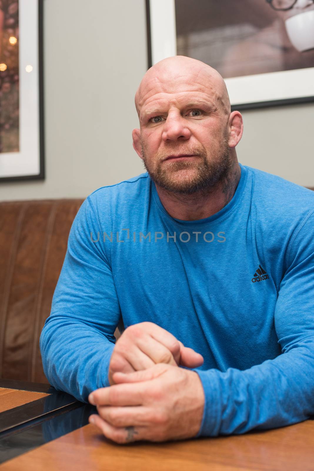 BARNAUL, RUSSIA - November 28, 2014: Jeffrey William Monson, American mixed martial artist, world champion, before the fight with Russian fighter Ilya Sheglov on November 28, 2014 in Barnaul, Russia