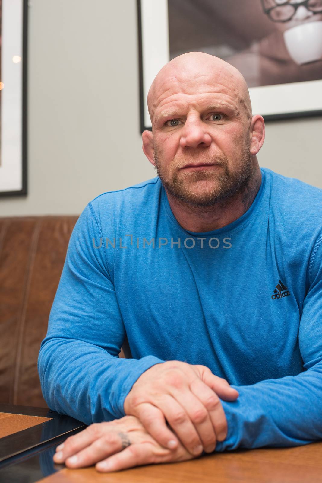 BARNAUL, RUSSIA - November 28, 2014: Jeffrey William Monson, American mixed martial artist, world champion, before the fight with Russian fighter Ilya Sheglov on November 28, 2014 in Barnaul, Russia