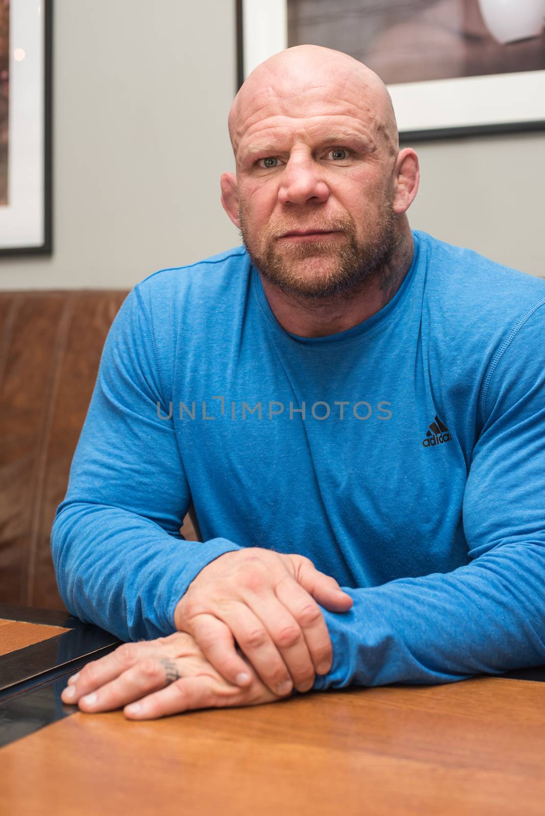 BARNAUL, RUSSIA - November 28, 2014: Jeffrey William Monson, American mixed martial artist, world champion, before the fight with Russian fighter Ilya Sheglov on November 28, 2014 in Barnaul, Russia