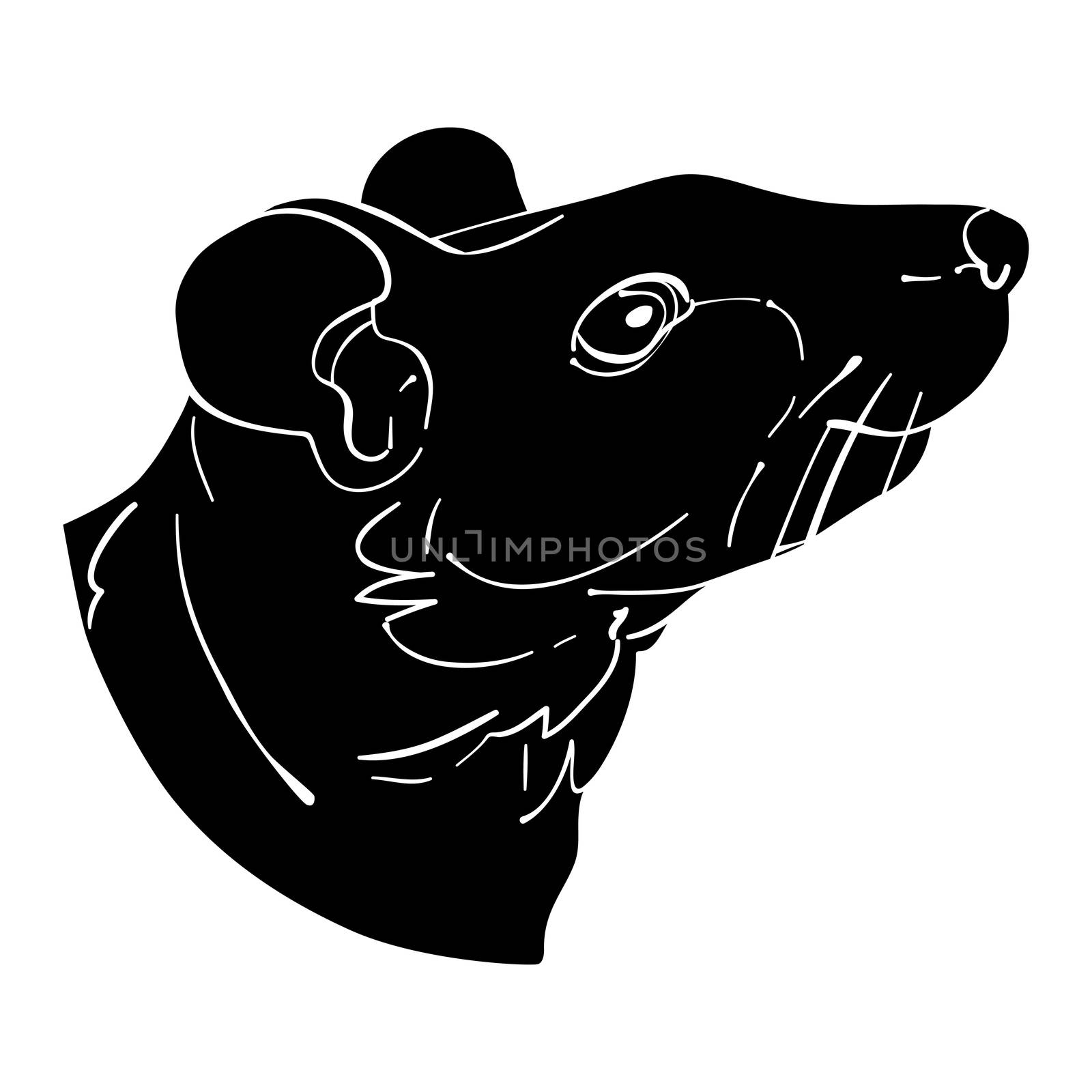 Rat head avatar, Chinese zodiac sign, black silhouette isolated on white