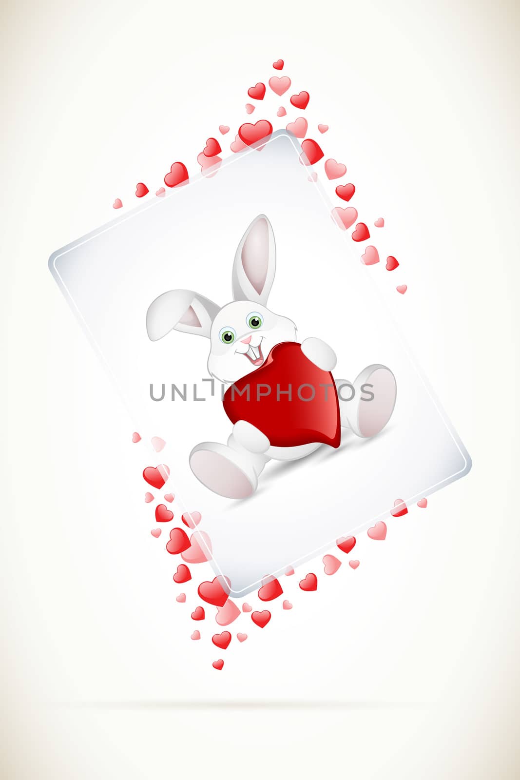 Valentines Day Greeting Card with Rabbit
