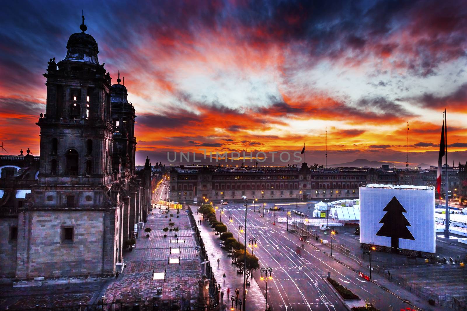 Metropolitan Cathedral Zocalo Mexico City Sunrise by bill_perry