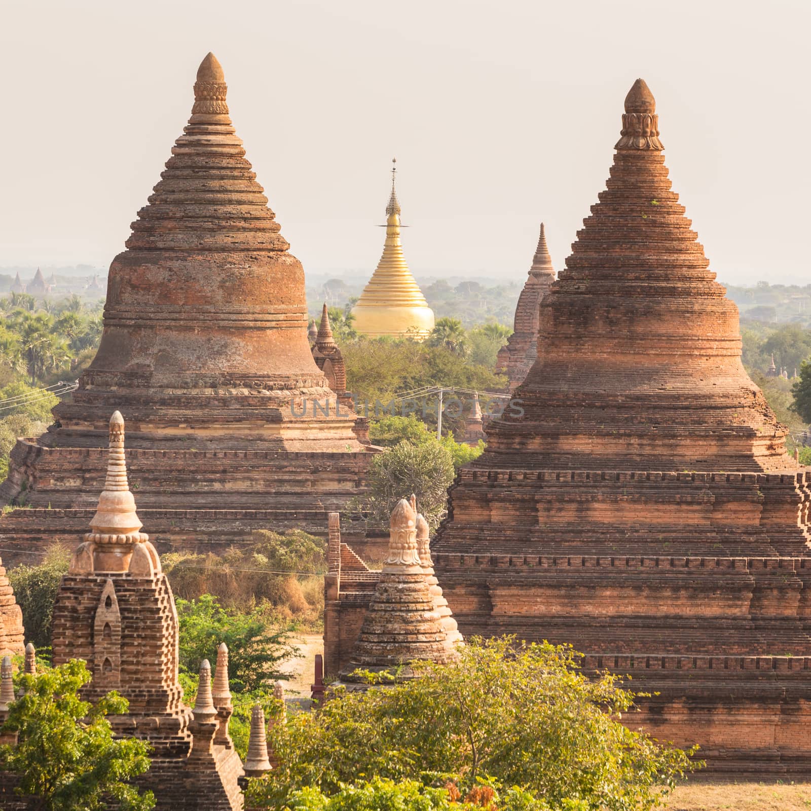 Temples of Bagan an ancient city located in the Mandalay Region of Burma, Myanmar, Asia.