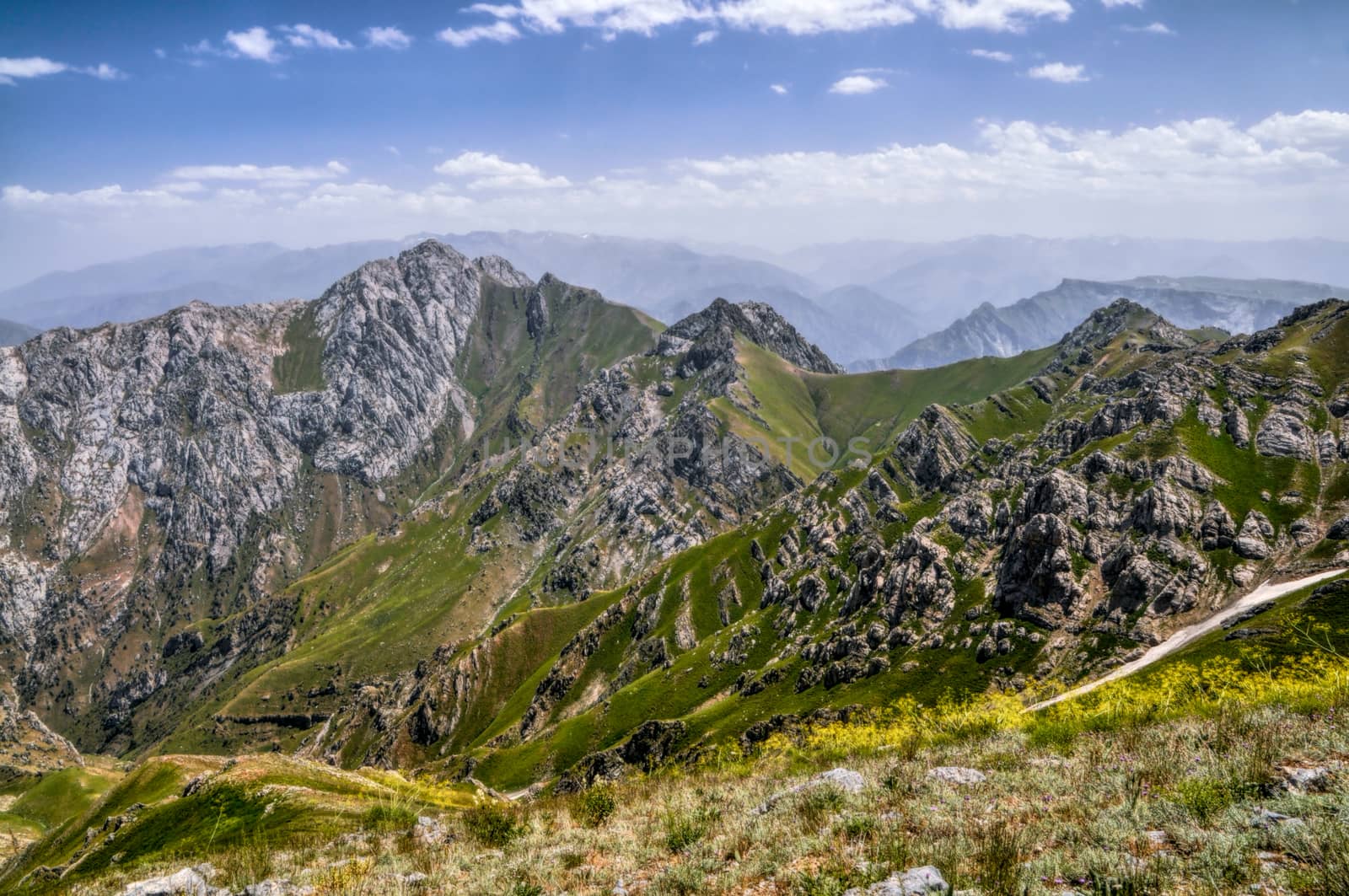 Scenic mountain peaks of Tian Shan near Chimgan  in Uzbekistan