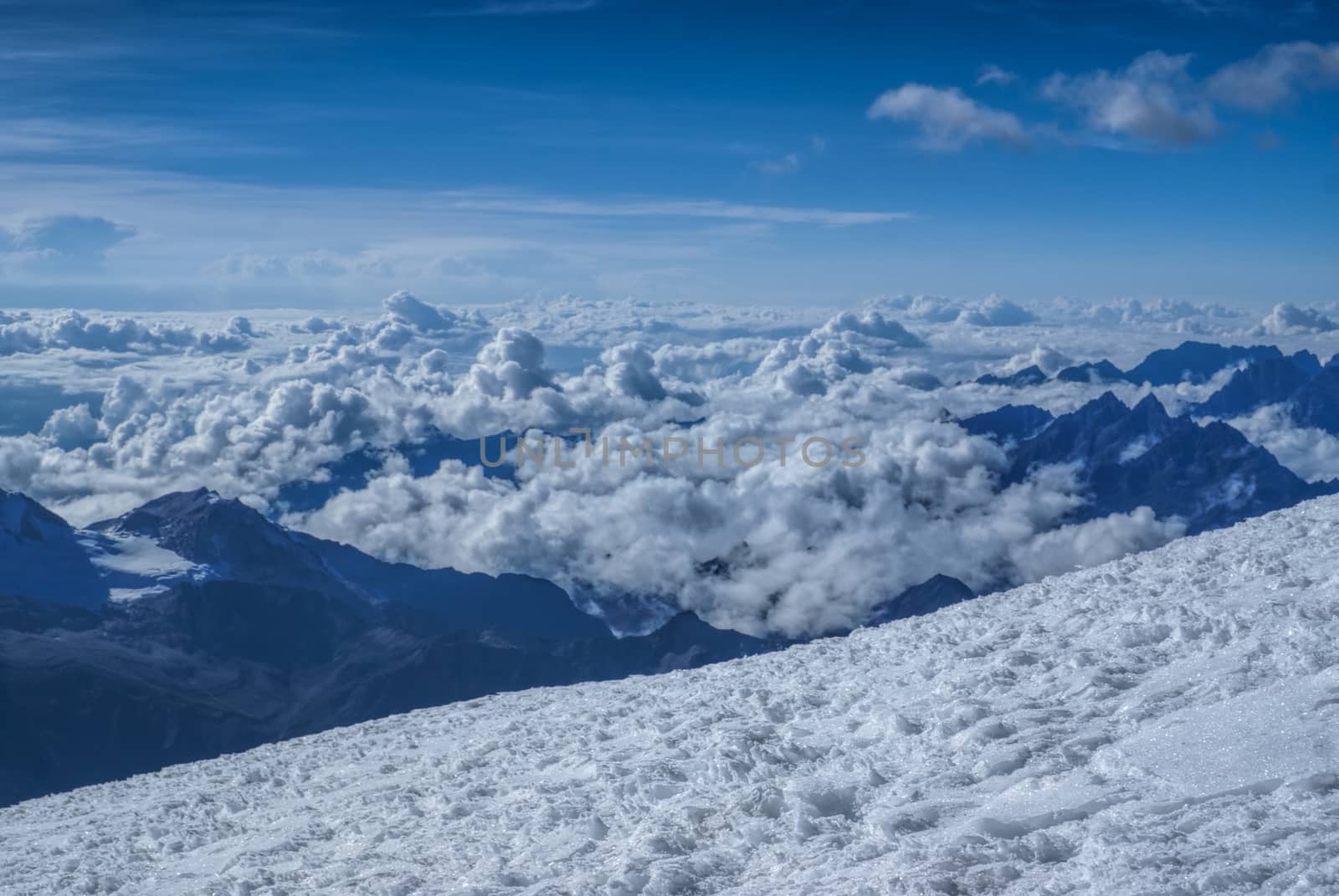 Breathtaking view from near top of Huayna Potosi mountain in Bolivia
