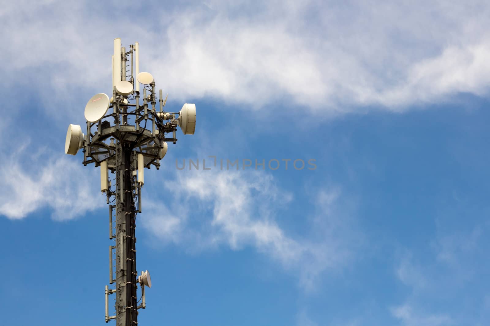 Satellite dish and Communications Tower for microwave signal