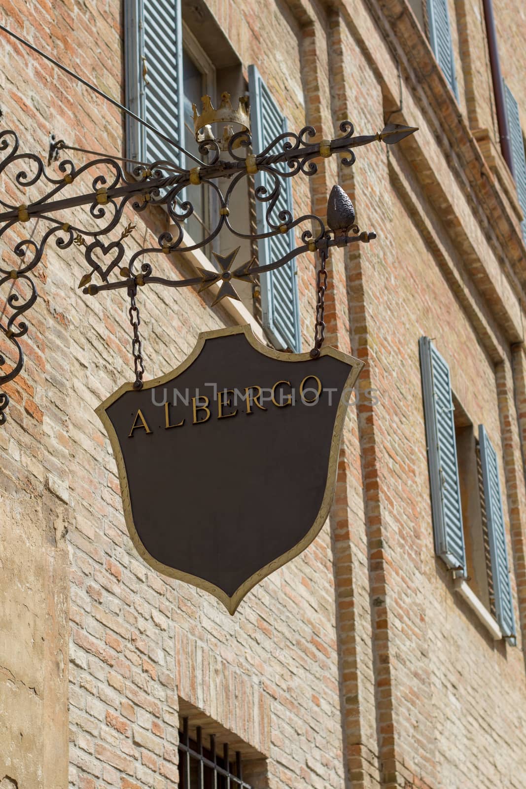 Old iron sign of hotels