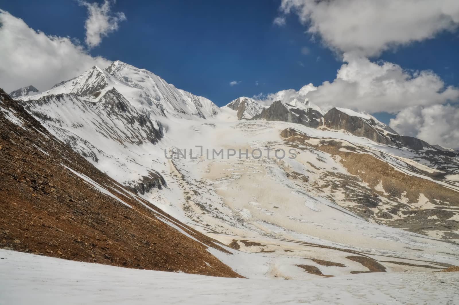 Majestic mountain peaks in Himalayas mountains in Nepal