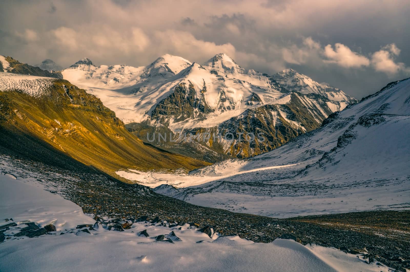 Scenic valley in Pamir mountains in Tajikistan