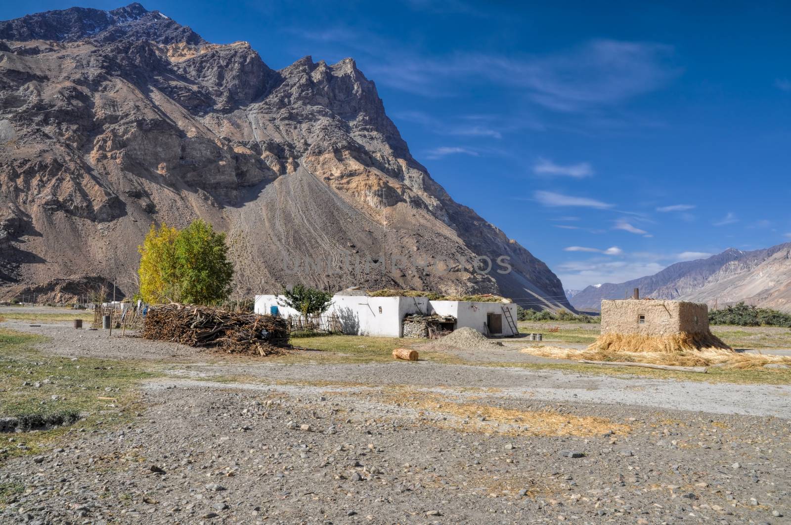 Settlement in Pamir mountains in Tajikistan