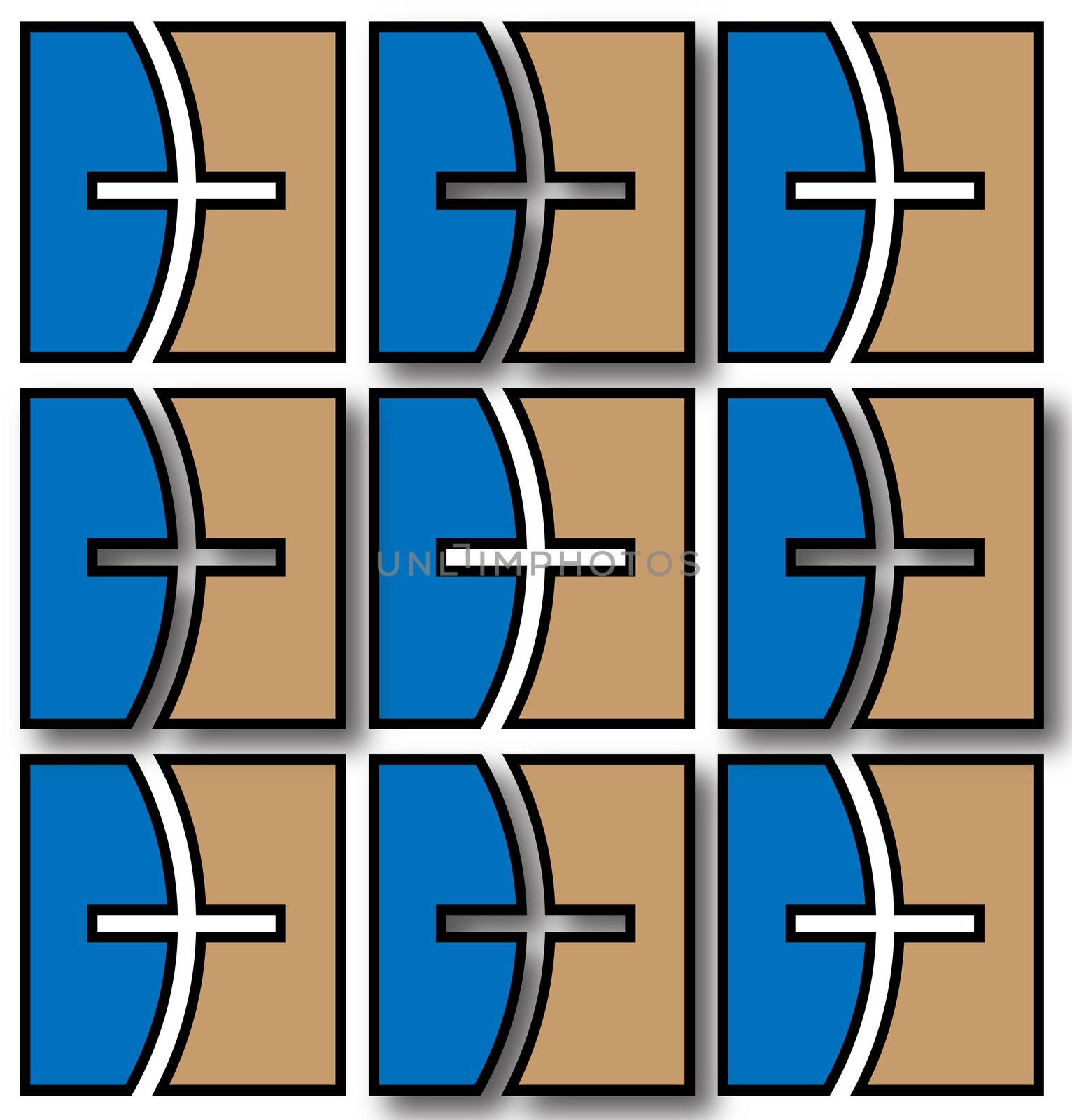 the abstract background illustrated with a squared board pattern of blue and brown