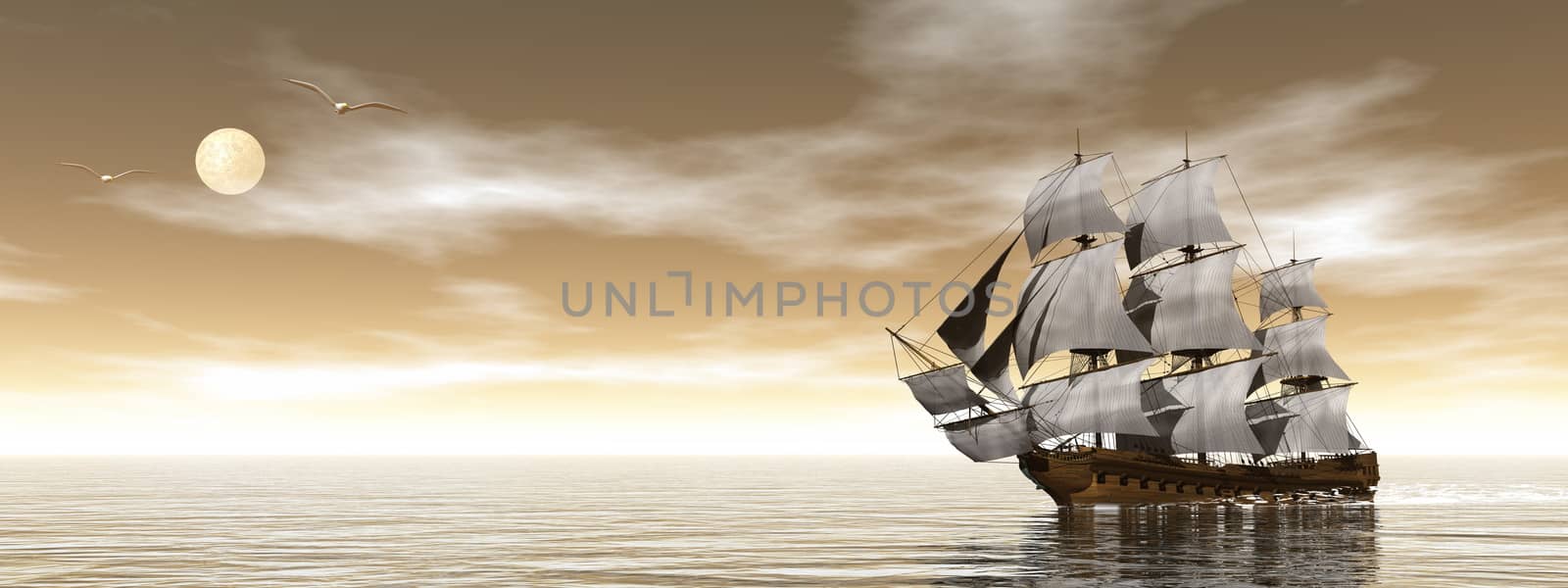 Old merchant ship - 3D render by Elenaphotos21