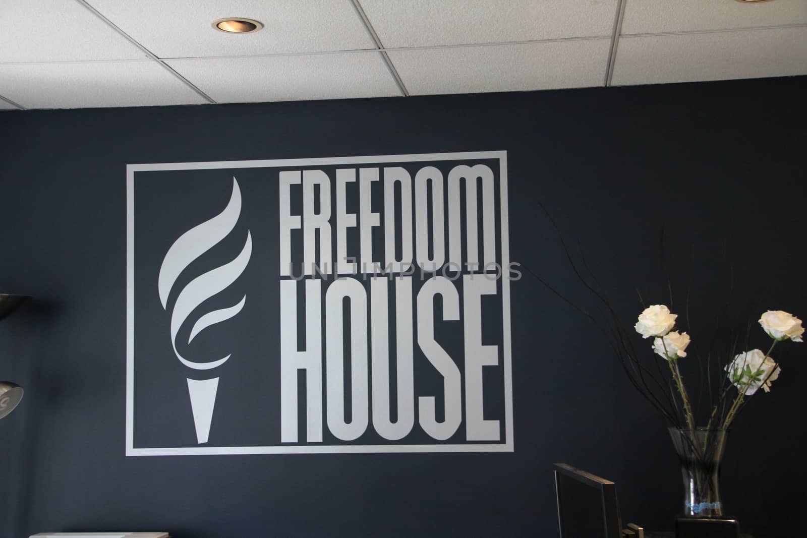 Washington DC, USA - may 17, 2012. the logo of the organization Freedom house in their office in Washington, D.C.