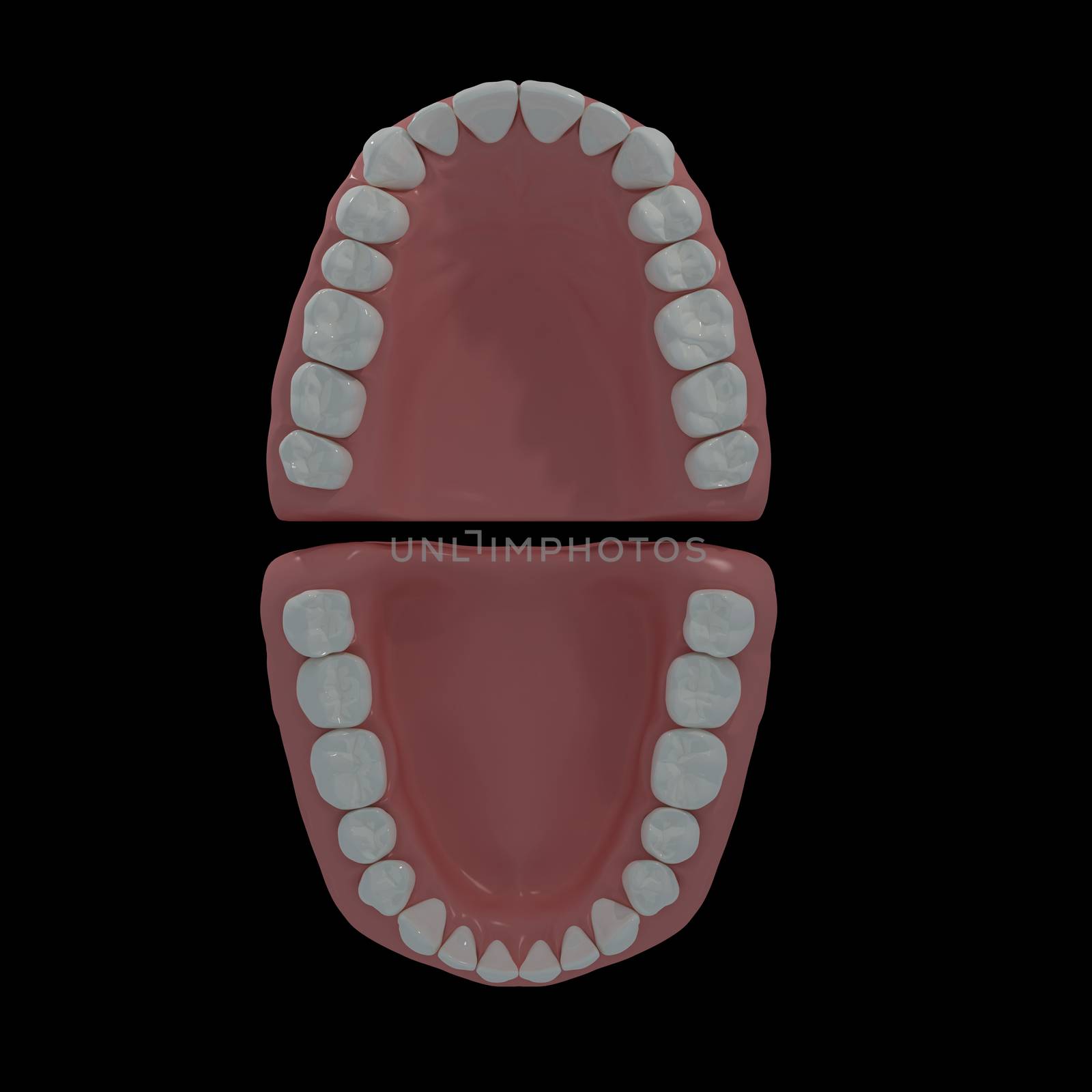 3D teeth on black background