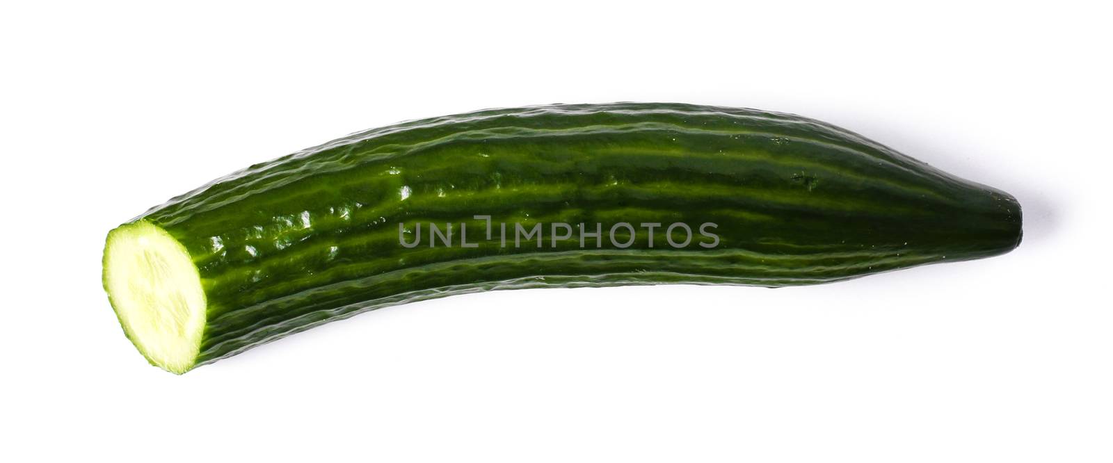 Green cucumber on a white background