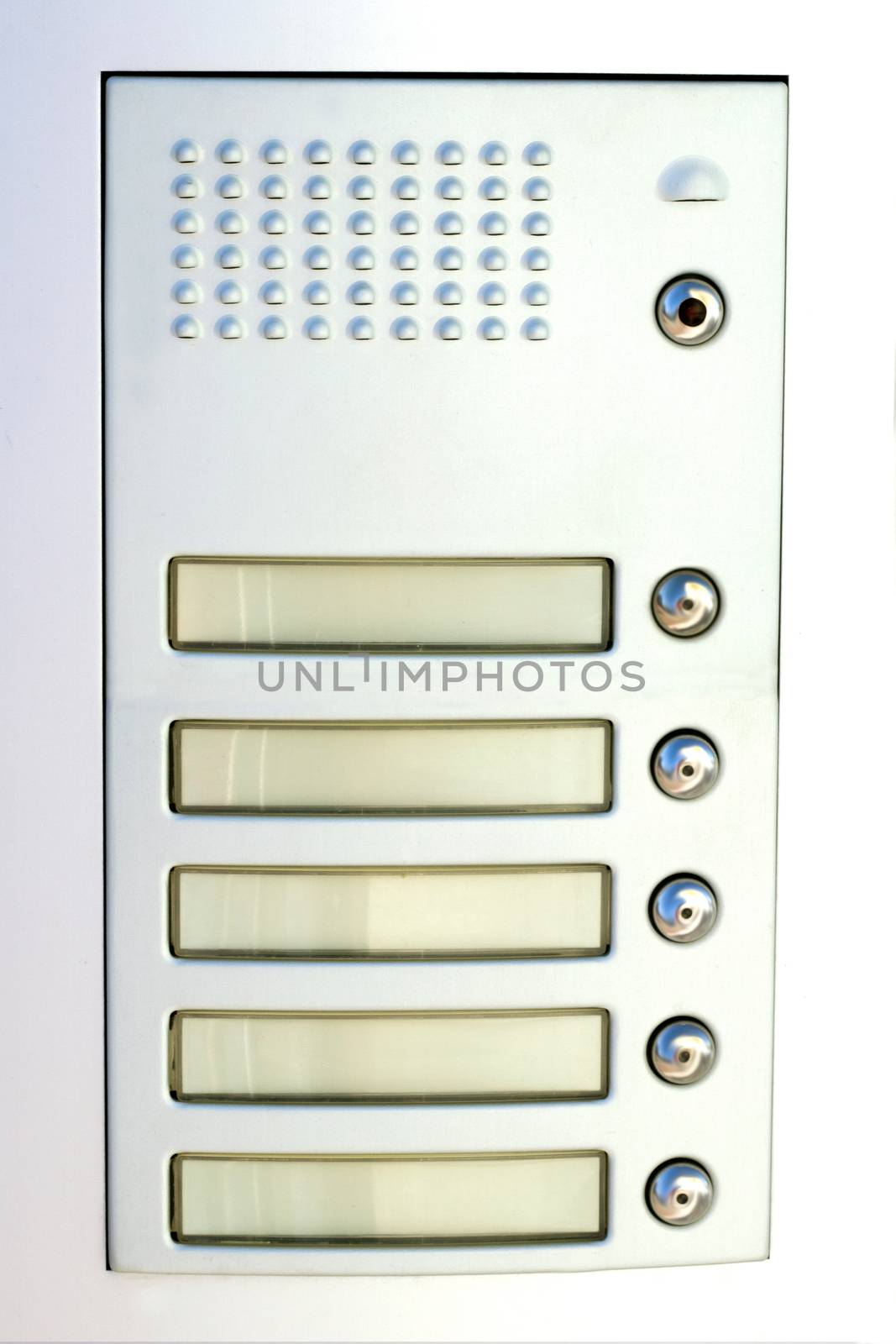 close-up of a five new doorbell