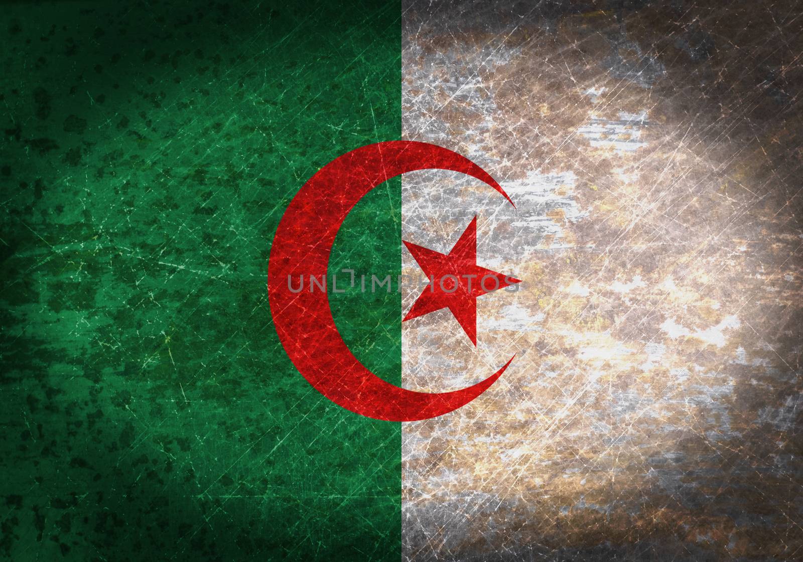 Old rusty metal sign with a flag - Algeria