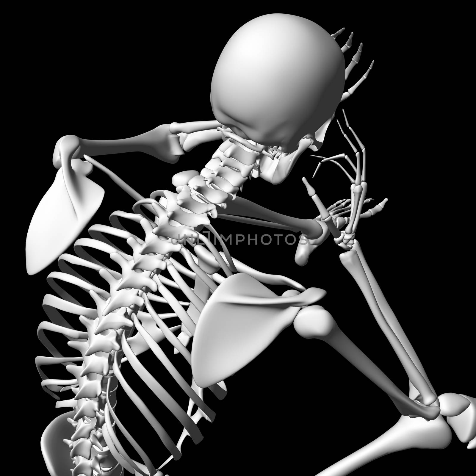 3d rendered white skeleton