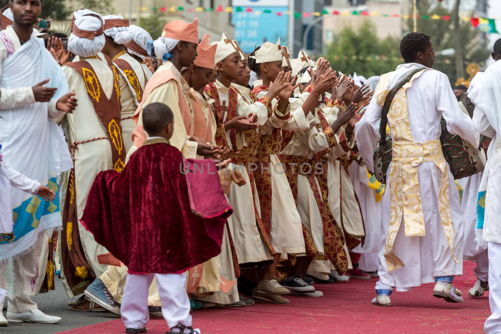 Ethiopian Orthodox followers celebrate Timket,  the Ethiopian Orthodox celebration of Epiphany, on January 19, 2015 in Addis Ababa.