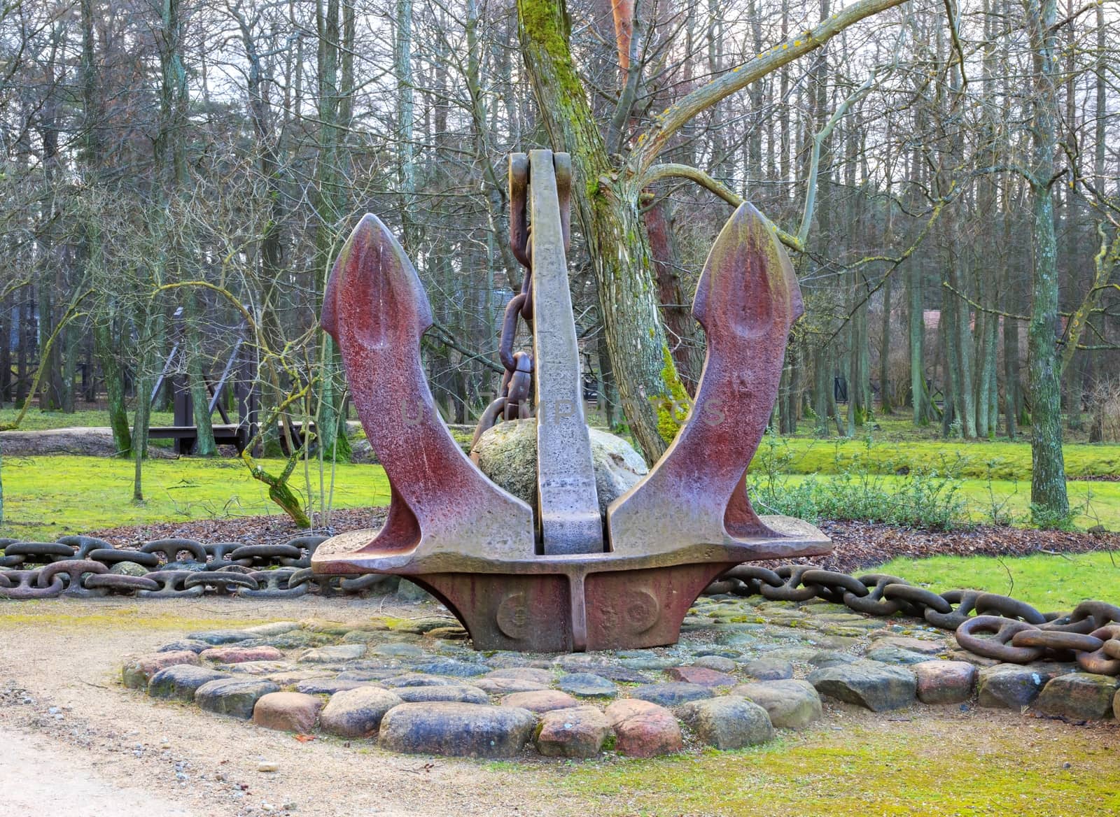old rusty anchor in the Marine Park anchors,Ventspils,Latvia