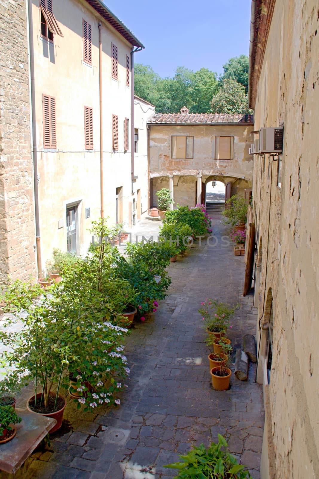 Photo shows a detail of Firenze city street and houses.