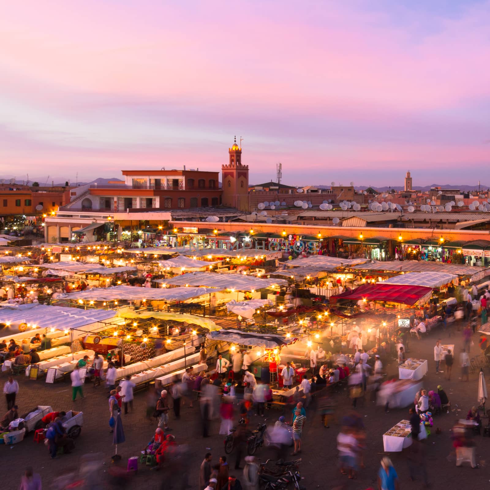 Jamaa el Fna also Jemaa el-Fnaa, Djema el-Fna or Djemaa el-Fnaa is a square and market place in Marrakesh, Morocco, Africa. UNESCO Masterpiece of the Oral and Intangible Heritage of Humanity.