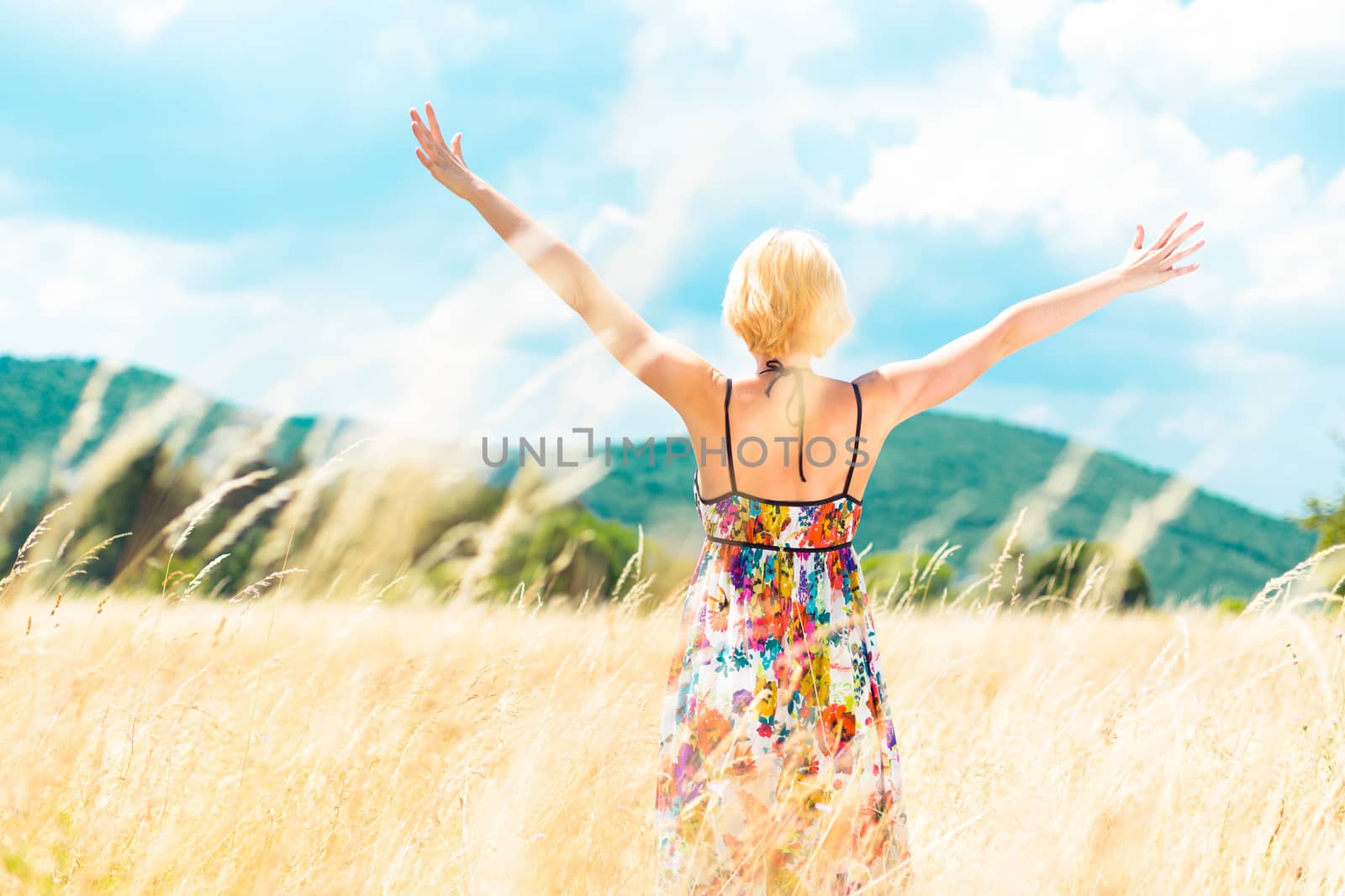 Portrait of beautiful young Caucasian woman outdoor. by kasto