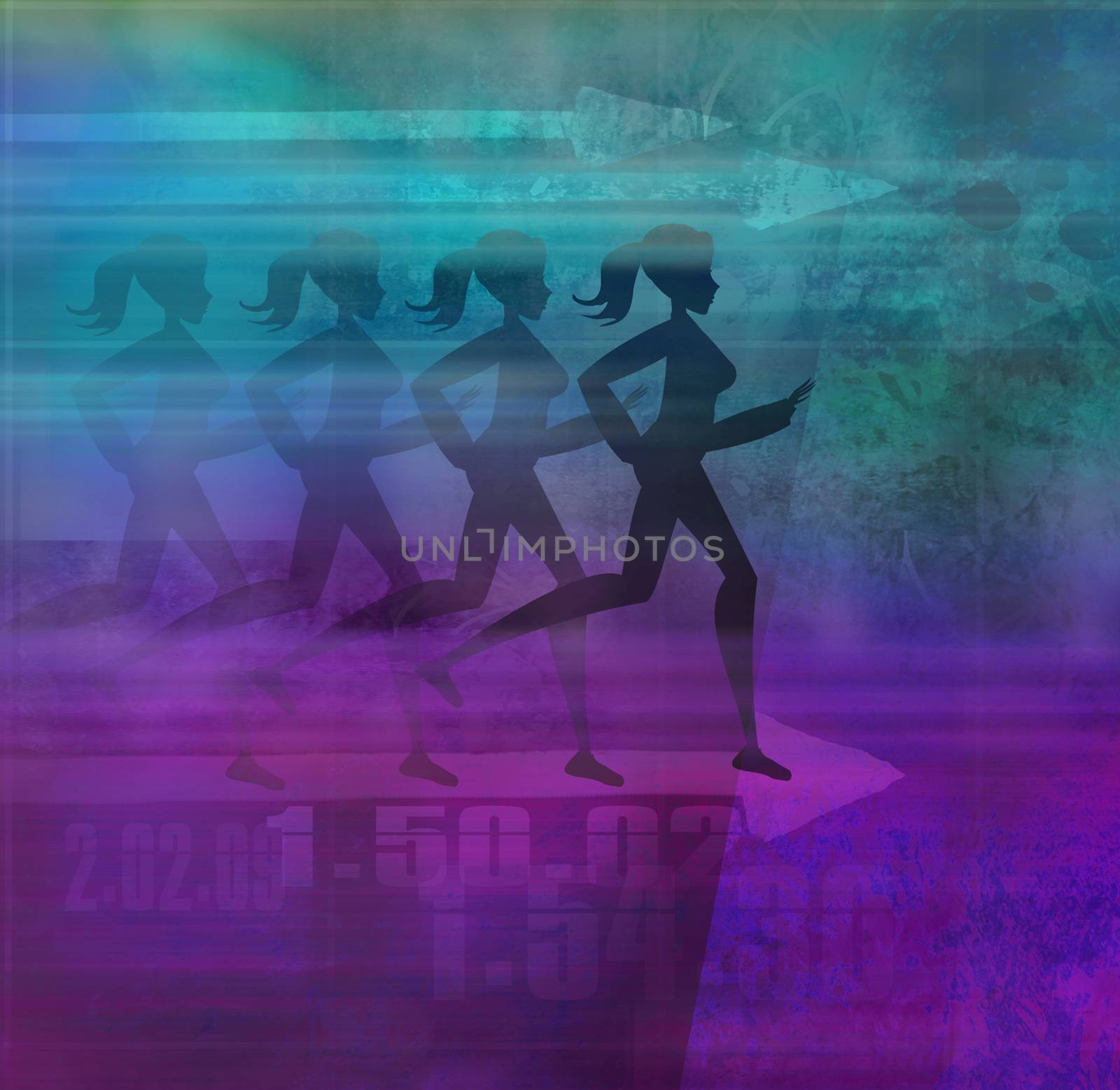 runner silhouette girl on the abstract background