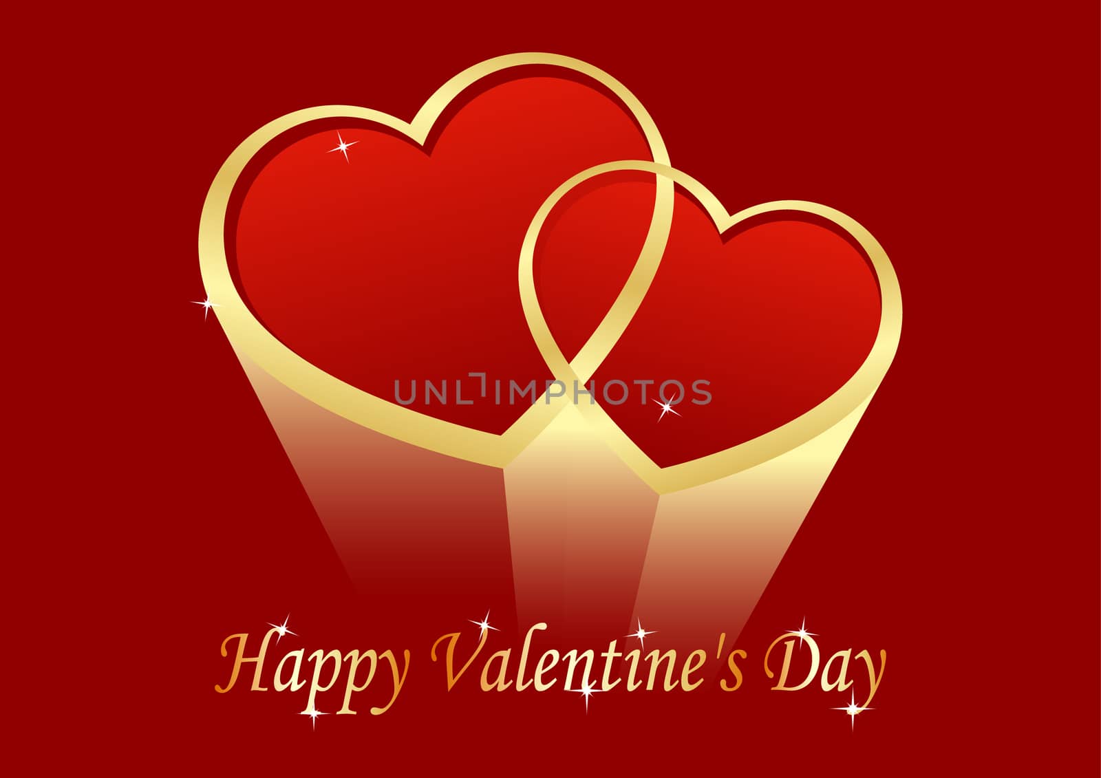 greeting card with hearts on a red background Valentine's Day