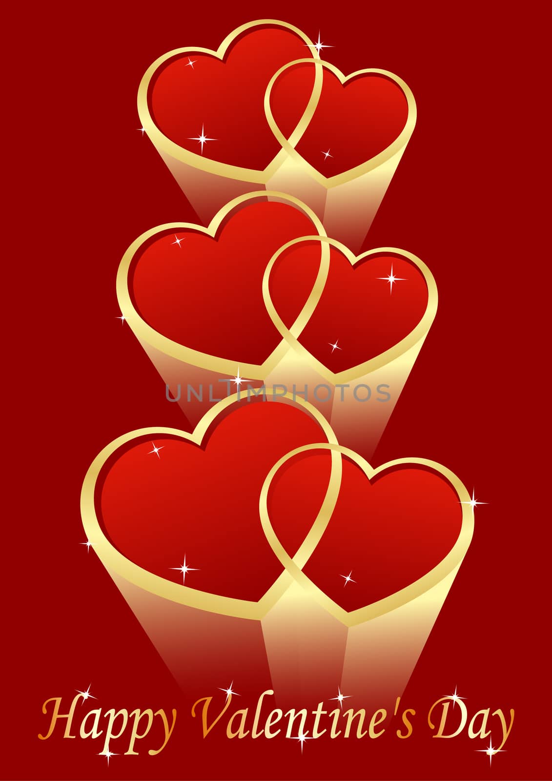 greeting card with hearts on a red background Valentine's Day